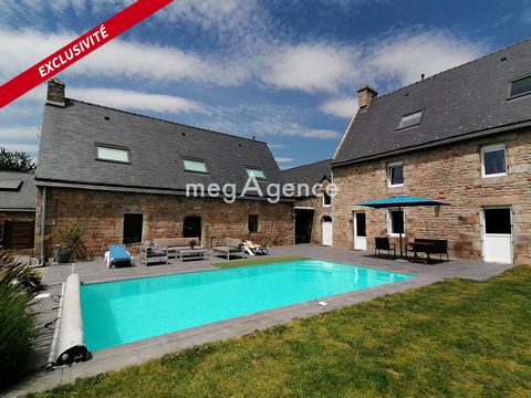 ENSEMBLE de deux Longères en Pierres avec piscine, spa et grand garage à 10 min des plages.