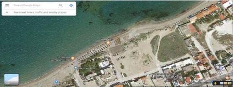 Corinthos, Kalamia Strand. Te koop een perceel aan zee van 4.236 m².m., in stadsplan, niveau, 3-zijdig, bouwbaar, bouwfactor 0,8, panoramisch uitzicht op zee, Prijs 3.400.000 €, bespreekbaar.