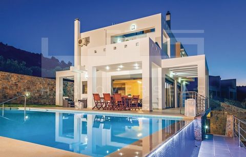 This luxurious villa for sale in Heraklion, Crete is located outside of the village of Milatos a beautiful seaside, yet traditional place. The villa has 6 bedrooms and 3 bathrooms and is developed on 4 floors. The top floor has only one bedroom, offe...