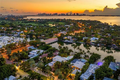Palm Beach Meets Miami Beach! This beautiful Contemporary waterfront home sits on a lushly manicured, 16,200 SF west facing lot on guard-gated Allison Island! Inside the newly renovated modern & bright interiors you'll find large living spaces w/ dra...