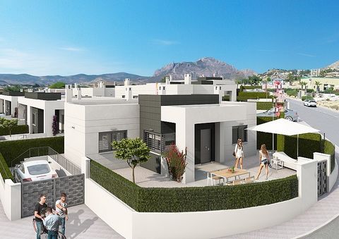 Moderne Doppelhaushälften mit 2 Schlafzimmern in Busot, in der Nähe von Alicante und Playa de San Juan. Reihenhäuser im modernen Stil mit 2 und 3 Schlafzimmern mit 2 Bädern, vorderer Terrasse und Eckgarten mit Parkplatz. Diese neu gebauten Häuser ver...