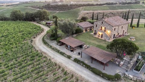 Esta propriedade, localizada no topo da colina perto de Montalcino Village, consiste em uma bela fazenda restaurada em perfeito estilo toscano e cerca de um hectare de vinhedo Sangiovese que produz um prestigiado Brunello di Montalcino. É a casa idea...