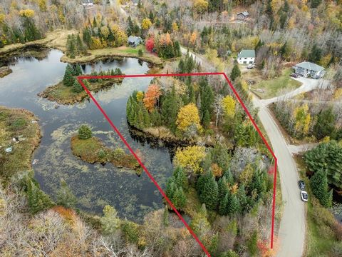 WE HAVE THE BIOLOGIST REPORT WHO SHOW YOU CAN BUILD. Nice lot of almost 2 acres in a residential area directly on the edge of a small quiet body of water. It's the perfect place to contemplate nature, go kayaking or even go skating during the winter....