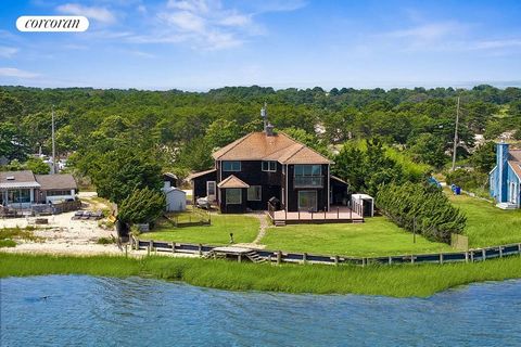 Discover a coastal paradise at 90 Shore Drive East, nestled in Amagansett's exclusive Lazy Point community. This quintessential Hamptons beach house, perched on an elevated .38-acre double lot with 80 feet of unobstructed Napeague Harbor frontage, pr...