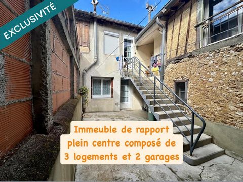 Immeuble situé au coeur du centre ville d'Eauze, composé de 3 appartements avec un T2 et 2 studios et 2 garages.