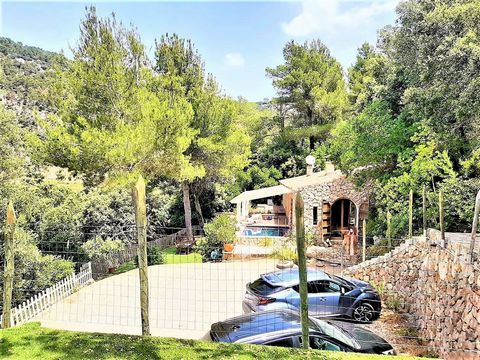 Fantastic finca of 50.000m2 with olive grove nestled in the Serra de Tramuntana. The house of 250m2, built in stone, has central heating, water softener and a/c appliances throughout the house, iron fireplace in the middle of the living room key piec...