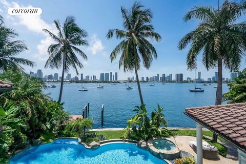 Dieses einzigartige mediterrane Anwesen befindet sich auf einem der begehrtesten Grundstücke auf Hibiscus Island. Die Residenz bietet einen atemberaubenden Panoramablick auf die Sonnenuntergänge des Ozeans und die Skyline von Miami. Das maßgeschneide...