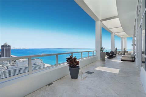 Enjoy the ultimate in resort-style living with this spectacular, turnkey, 5BD/5BA + 2 half bath penthouse on the 37th floor of the iconic Fontainebleau II. Indulge in breathtaking views of the ocean, bay & Miami skyline from the huge 3300 SF terrace ...